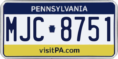 PA license plate MJC8751