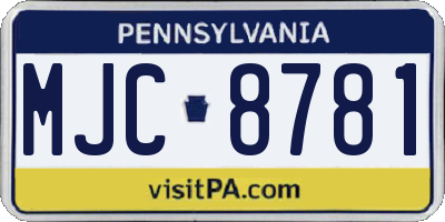 PA license plate MJC8781