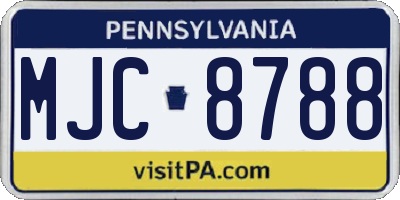 PA license plate MJC8788