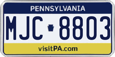 PA license plate MJC8803