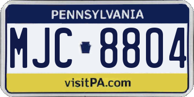 PA license plate MJC8804