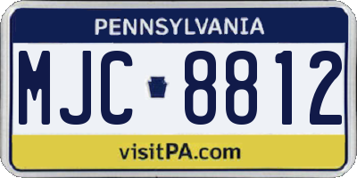 PA license plate MJC8812