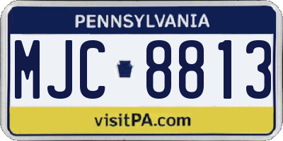 PA license plate MJC8813