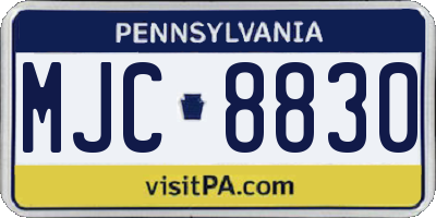 PA license plate MJC8830