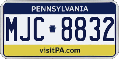 PA license plate MJC8832