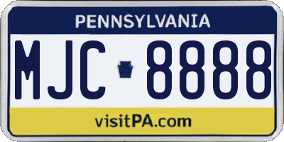 PA license plate MJC8888