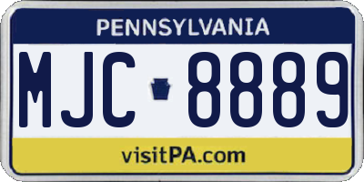 PA license plate MJC8889