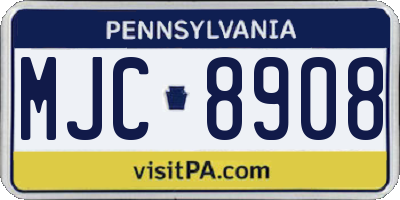 PA license plate MJC8908