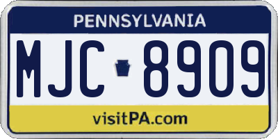 PA license plate MJC8909