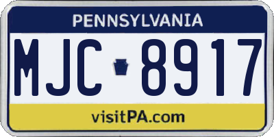 PA license plate MJC8917