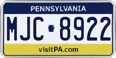 PA license plate MJC8922