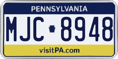 PA license plate MJC8948
