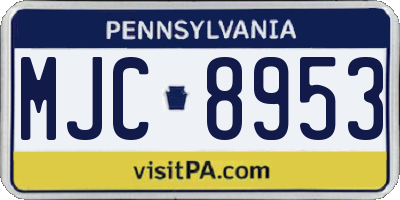 PA license plate MJC8953