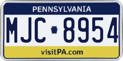 PA license plate MJC8954