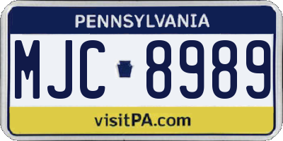 PA license plate MJC8989