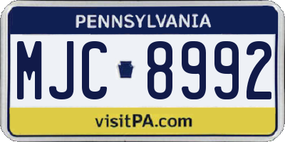 PA license plate MJC8992
