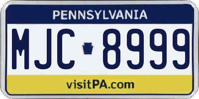 PA license plate MJC8999