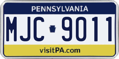 PA license plate MJC9011