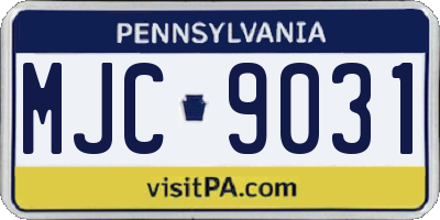 PA license plate MJC9031