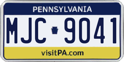 PA license plate MJC9041