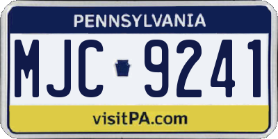 PA license plate MJC9241