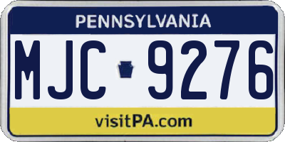 PA license plate MJC9276