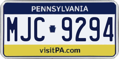 PA license plate MJC9294
