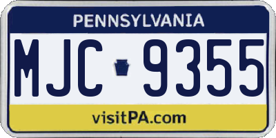 PA license plate MJC9355