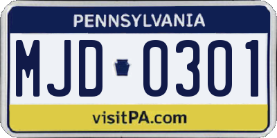 PA license plate MJD0301