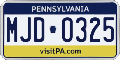 PA license plate MJD0325