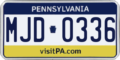 PA license plate MJD0336