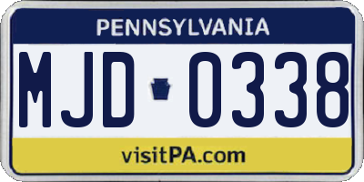 PA license plate MJD0338