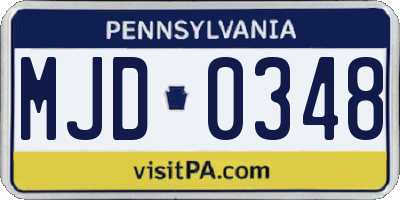 PA license plate MJD0348
