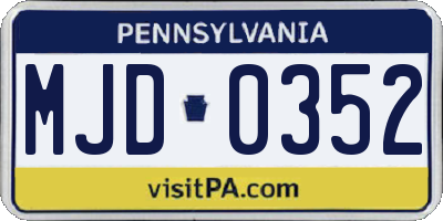 PA license plate MJD0352