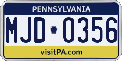 PA license plate MJD0356