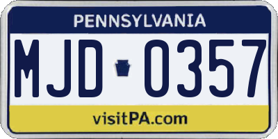 PA license plate MJD0357