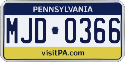 PA license plate MJD0366