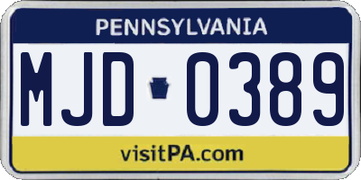 PA license plate MJD0389