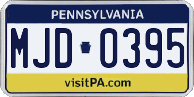 PA license plate MJD0395
