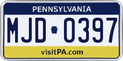PA license plate MJD0397