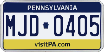PA license plate MJD0405