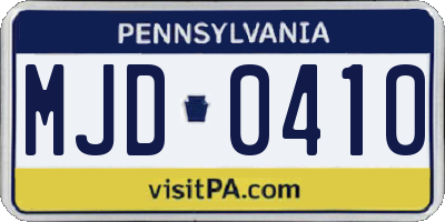 PA license plate MJD0410