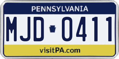 PA license plate MJD0411