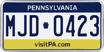 PA license plate MJD0423