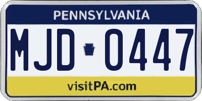 PA license plate MJD0447