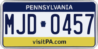 PA license plate MJD0457