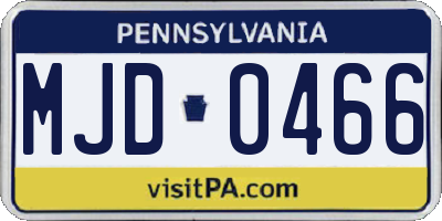PA license plate MJD0466
