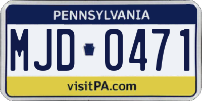 PA license plate MJD0471