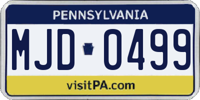 PA license plate MJD0499