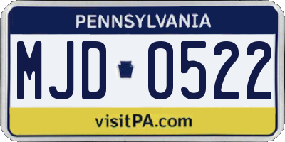 PA license plate MJD0522